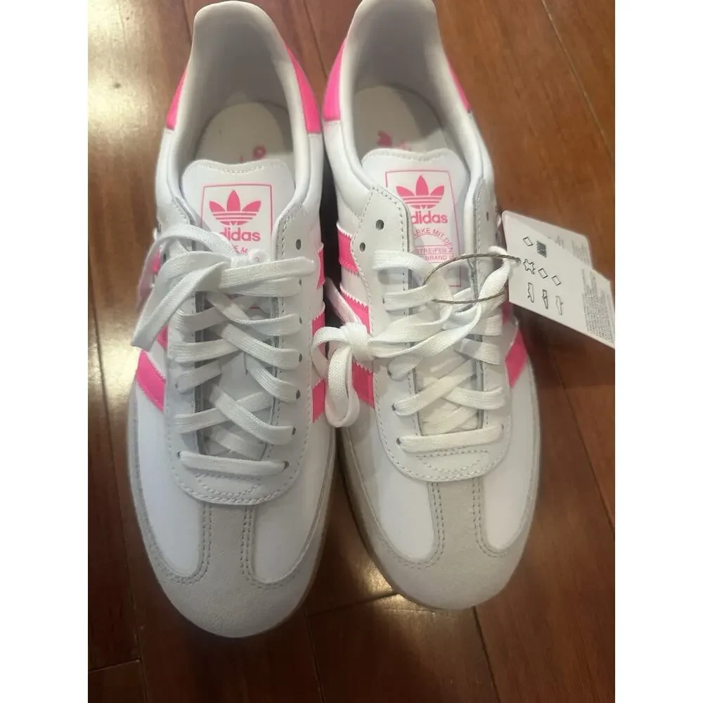 Adidas Samba OG J White Lucid Pink Gum JQ2831 Sneakers Kids 7Y/Fits Womens 8 NEW
